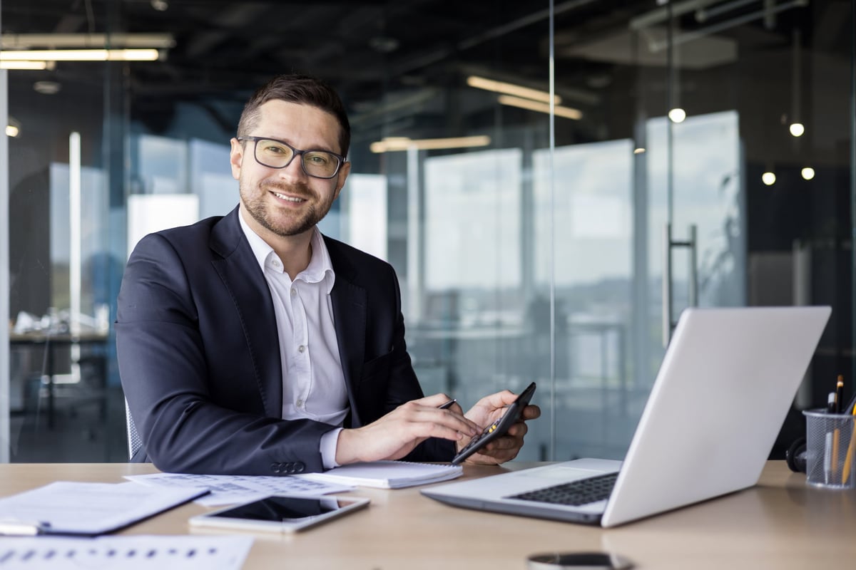 Professional accountant working with documents