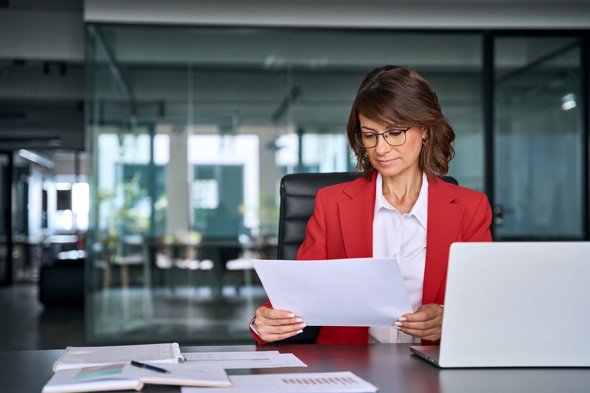 Business woman working on laptop